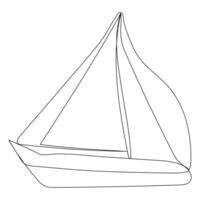 Continuous single line art drawing one line illustration art on Sailboat vector