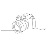 Continuous single line camera one line art drawing illustration art on camera vector