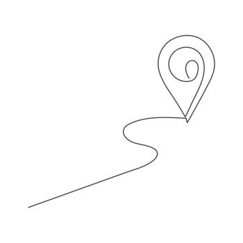 Continuous single line traffic one line map location pin art drawing design vector illustration