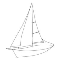 Continuous single line art drawing one line illustration art on Sailboat vector