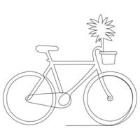 Continuous single vector line art drawing and one line illustration of Bicycle