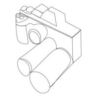 Continuous single line camera one line art drawing illustration art on camera vector