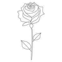continuo soltero uno línea Rosa diseño mano dibujado dibujo rosas línea Arte ilustración vector