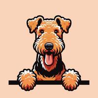 AI generated Airedale Terrier dog peeking face isolated Pro Vector