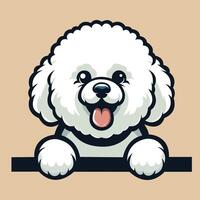 AI generated Bichon Frise peeking face illustration vector