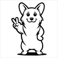 AI generated Confident Welsh Corgi Peace Gesture Illustration Vector