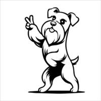 AI generated Confident Miniature Schnauzer Peace Gesture Illustration Vector