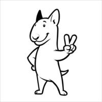 AI generated Confident Bull Terrier Peace Gesture Isolated Illustration vector