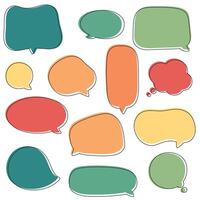 Colorful hand drawn speech bubble icons set. Doodle vector illustration.