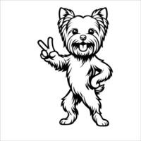 AI generated Confident Yorkshire Terrier Peace Gesture Illustration Vector