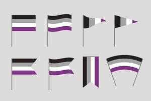 Black, gray, white and purple colored asexual flag. LGBTQI concept. Flat vector illustration.