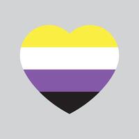 Yellow, white, purple and black colored heart icon, as the colors of the non-binary flag. Flat vector illustration.