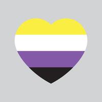 Yellow, white, purple and black colored heart icon, as the colors of the non-binary flag. Flat vector illustration.