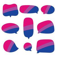 Pink, purple, and blue colored speech bubble icon, as the colors of the bisexual flag. LGBTQI concept. Flat vector illustration.