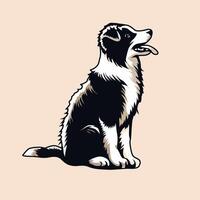 AI generated Border Collie sitting looking up illustration vector