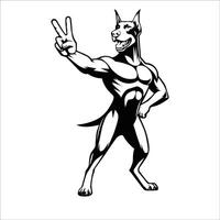 AI generated Confident Dobermann Peace Gesture Illustration Vector