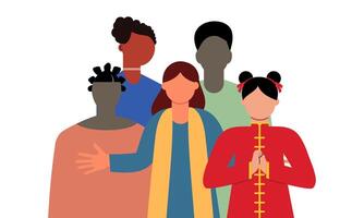 Diverse and inclusive society illustration, showing togetherness vector