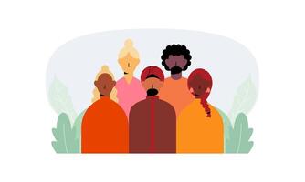 Diverse and inclusive society illustration, showing togetherness vector