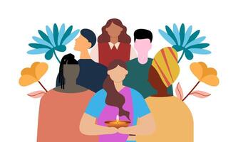 Diverse and inclusive society illustration, showing togetherness vector