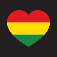 Red, yellow and green colored heart shape icon as the colors of Black History Month flag. Flat vector illustration.