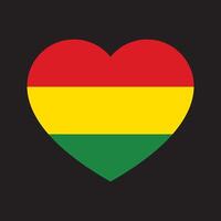 Red, yellow and green colored heart shape icon as the colors of Black History Month flag. Flat vector illustration.