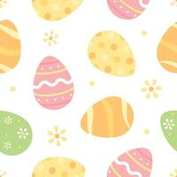 Cute pastel colored Easter eggs seamless pattern Background. Flat vector illustration.