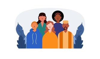 Diverse and inclusive society illustration, showing togetherness vector