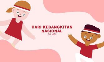 hari kebangkitan nasal 20 mei. Traducción mayo 20, nacional despertar día de Indonesia vector