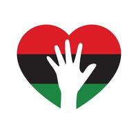 Red, black and green colored heart shape icon as the colors of the Pan-African flag. For Juneteenth and Black History Month. Flat vector illustration.