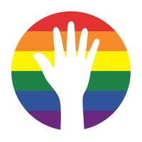 Silhouette of white hands on rainbow colored background. LGBTQI concept. vector