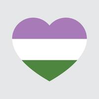 púrpura, blanco, y verde de colores corazón iconos, como el colores de el género queer bandera. lgbtqi concepto. plano vector ilustración.