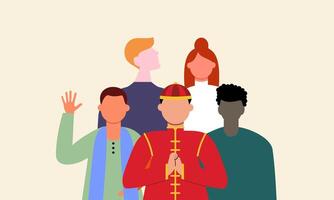 Diverse and inclusive society illustration, showing togetherness vector