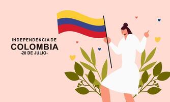 Colombiana independencia día celebracion. julio 20 vector ilustración