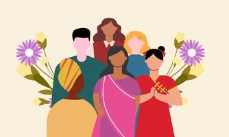 Diverse and inclusive society illustration, showing togetherness vector