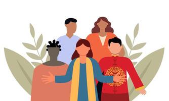 Diverse and inclusive society illustration, showing togetherness vector