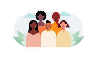 Diverse and inclusive society illustration, showing togetherness vector