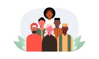 Diverse and inclusive society illustration, showing togetherness vector