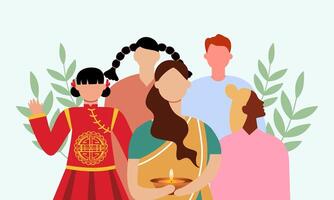 Diverse and inclusive society illustration, showing togetherness vector