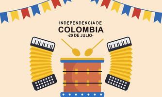 Colombiana independencia día celebracion. julio 20 vector ilustración