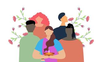 Diverse and inclusive society illustration, showing togetherness vector