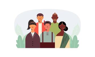 Diverse and inclusive society illustration, showing togetherness vector