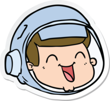 sticker of a cartoon happy astronaut face png