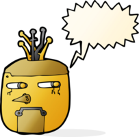 cabeza de robot de oro de dibujos animados con burbujas de discurso png