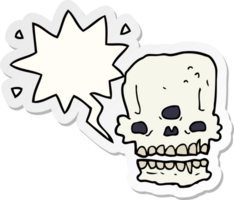 tekenfilm spookachtig schedel met toespraak bubbel sticker png