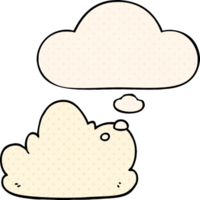 cartoon cloud with thought bubble in comic book style png