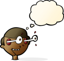 cartoon excited boy's face with thought bubble png