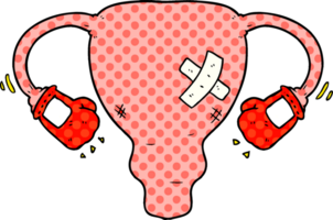 cartoon beat up uterus with boxing gloves png