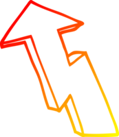 warm gradient line drawing of a cartoon growth arrow png