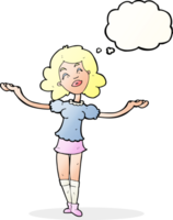 tecknad serie kvinna tar beröm med trodde bubbla png