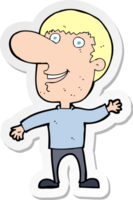 sticker of a cartoon waving man png